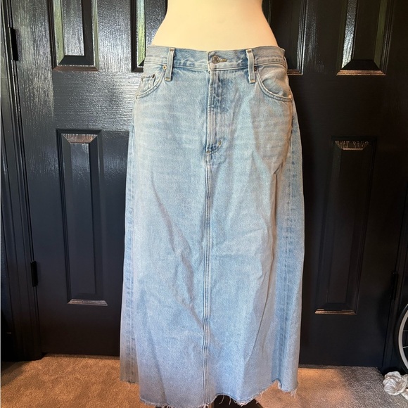 Agolde Classic Blue Maxi Denim Skirt - Picture 2 of 6